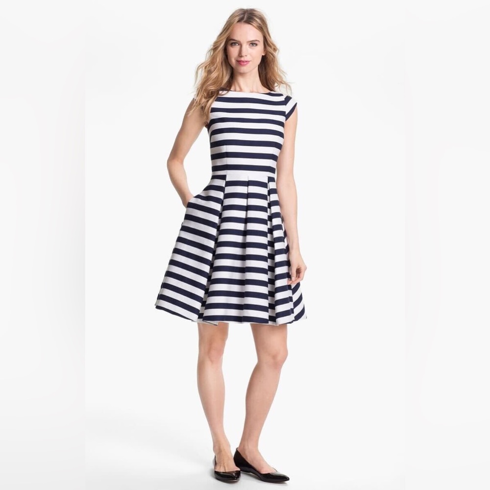 Kate Spade ‘Mariella’ Sateen Striped Fit & Flare Dress